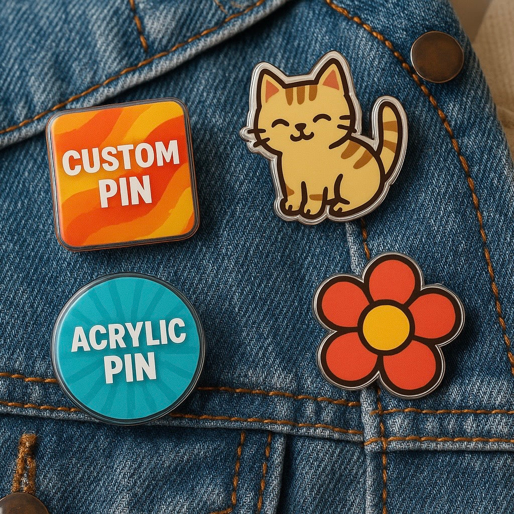 Custom acrylic pin buttons printing in Egypt for brands, events, and giveaways