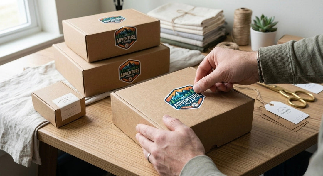 custom sticker on product packaging box