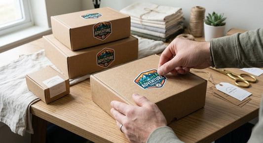 custom sticker on product packaging box