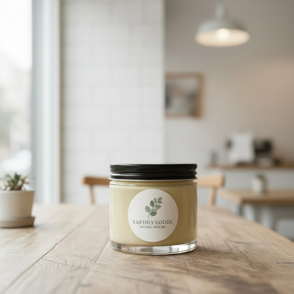 Circle sticker label on candle jar packaging
