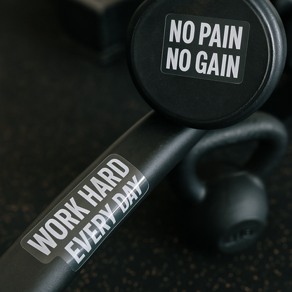 Transparent vinyl stickers for gym equipment branding